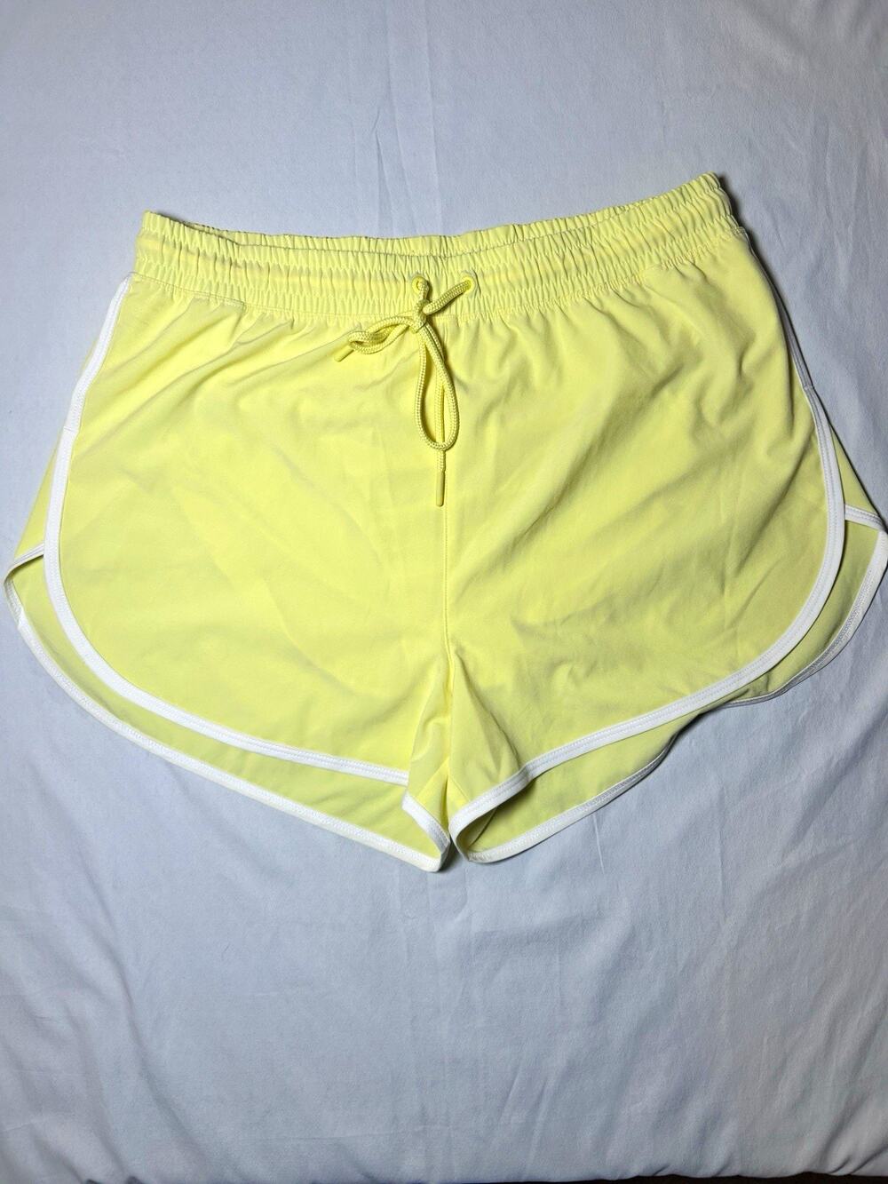 MTA Sport Women’s Yellow Solid Running Shorts Drawstring Elastic Waist 3"